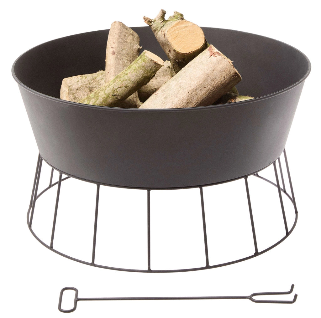 Braciere da Esterno Verdemax Ø57x32 cm Forca e Paletta Incluse in Metallo Nero