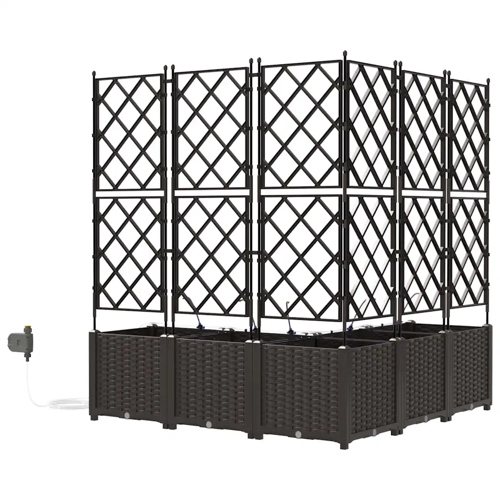 Fioriere | Cassetta per fiori | Vaso da giardino 5 pz Marrone 120 x 120 x 142 cm Plastica