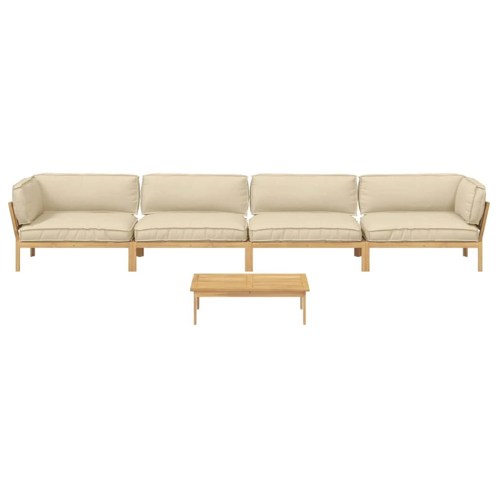 Set di divani con cuscino 5 pcs Beige Legno di Acacia Massello 3418397