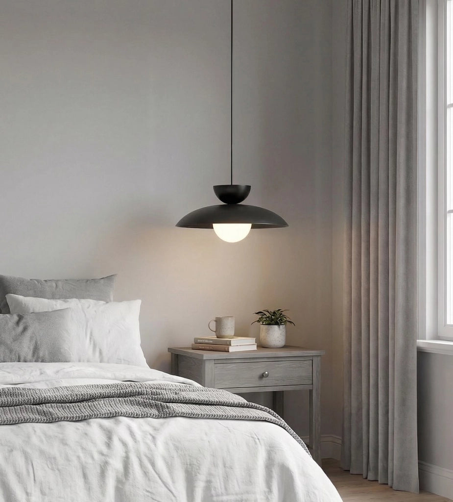 Lampada sospesa MULAN doppia cupola bianco nero 1xG9 Emibig
