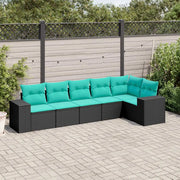 Set Divani da Giardino 6 pz con Cuscini Nero in Polyrattan 3222586