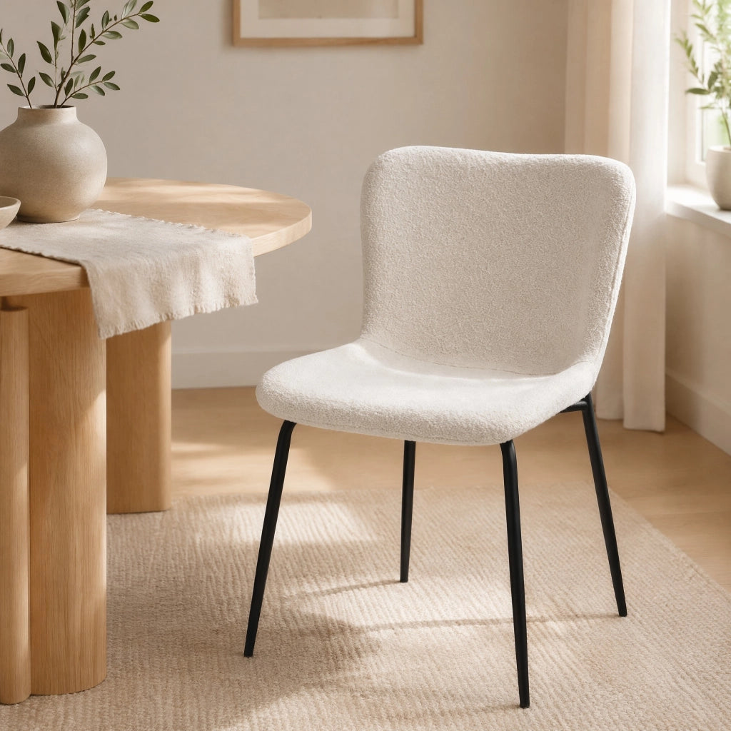 SEDIA Schienale alto rotondo Set da 2 pezzi Tessuto Bianco Metallo