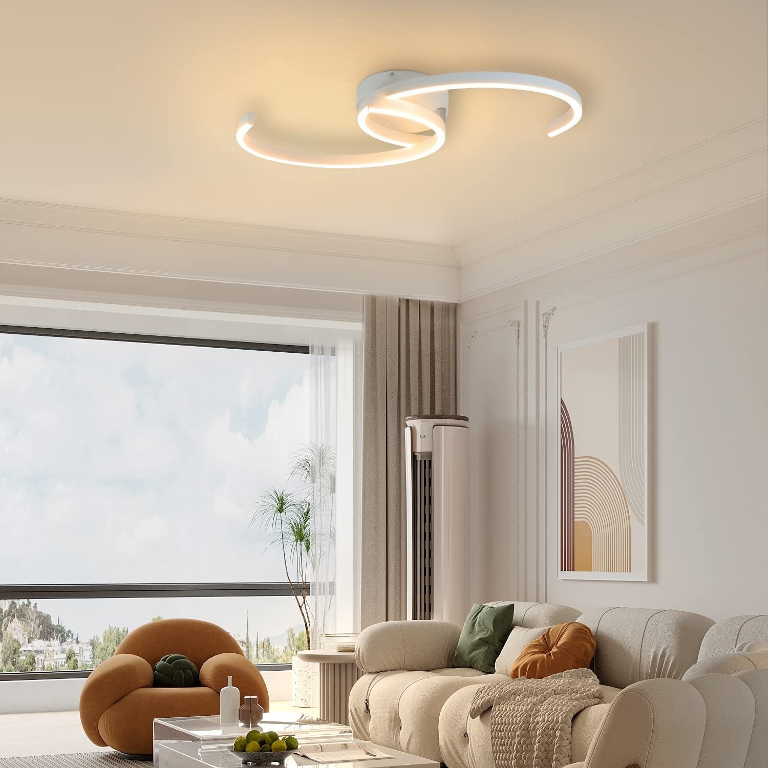 ZMH Lampada da soffitto a sospensione 2 luci corda lunari design 3000K per camera letto ufficio
