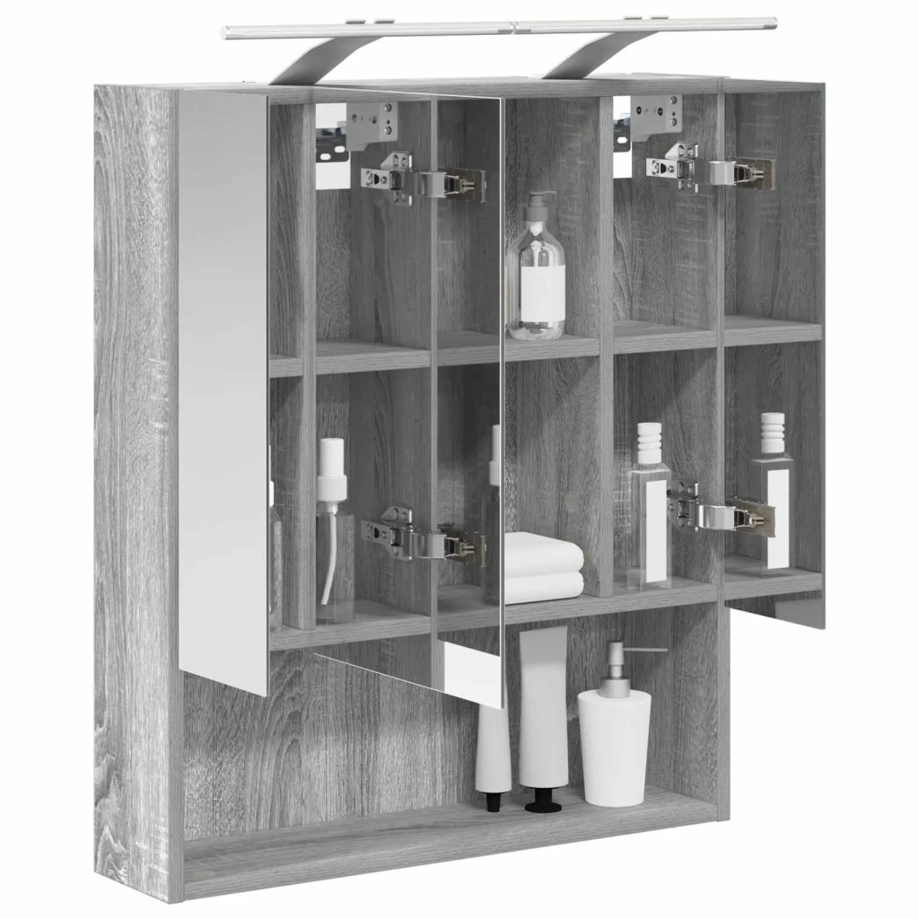 Mobiletto per specchio da bagno Grigio Sonoma 60 x 14.5 x 70 cm