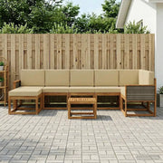 Set di divani da esterno 8 pcs Naturale e Beige Poliestere 3385409