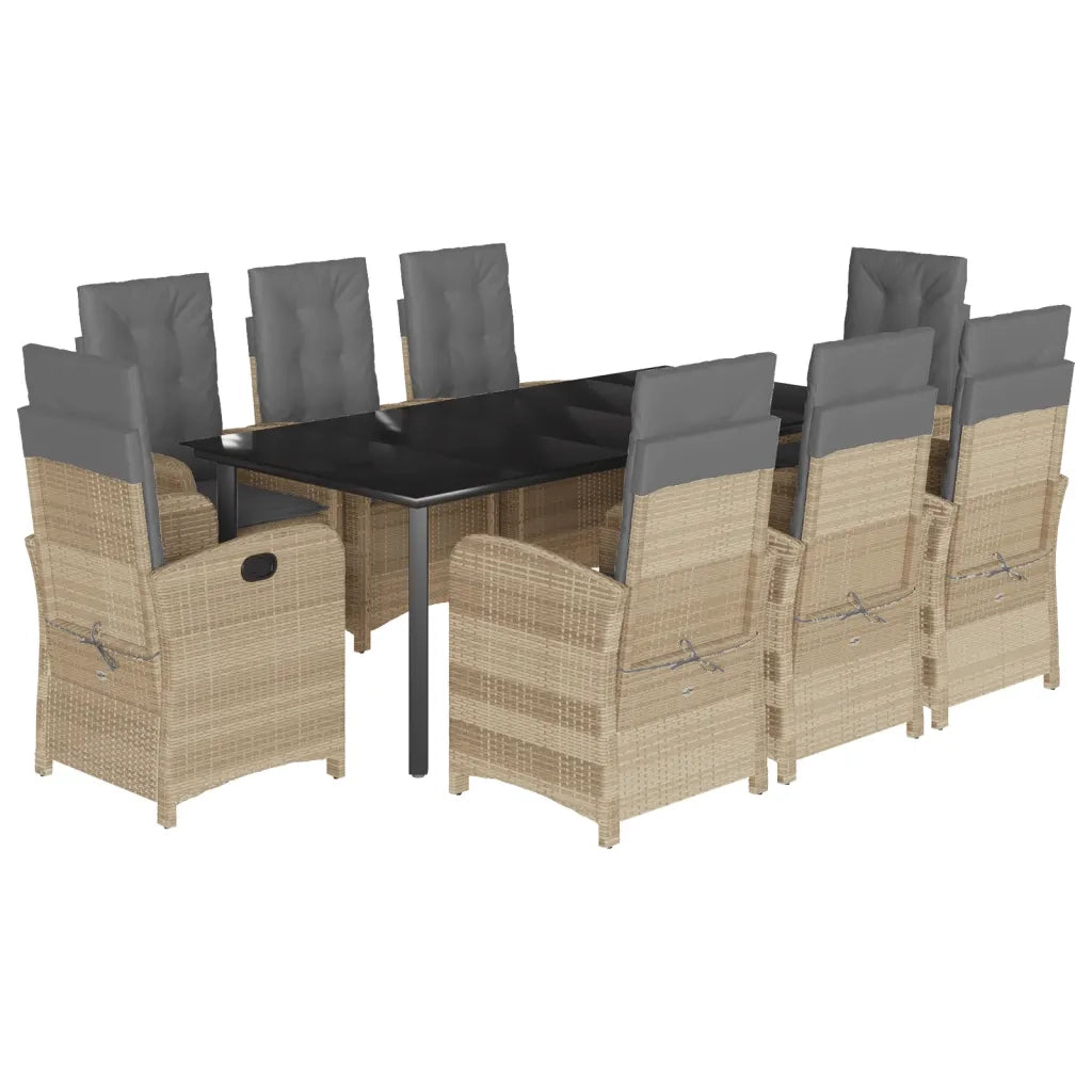 Set Pranzo da Giardino 9 pz con Cuscini Beige Misto Polyrattancod mxl 90785
