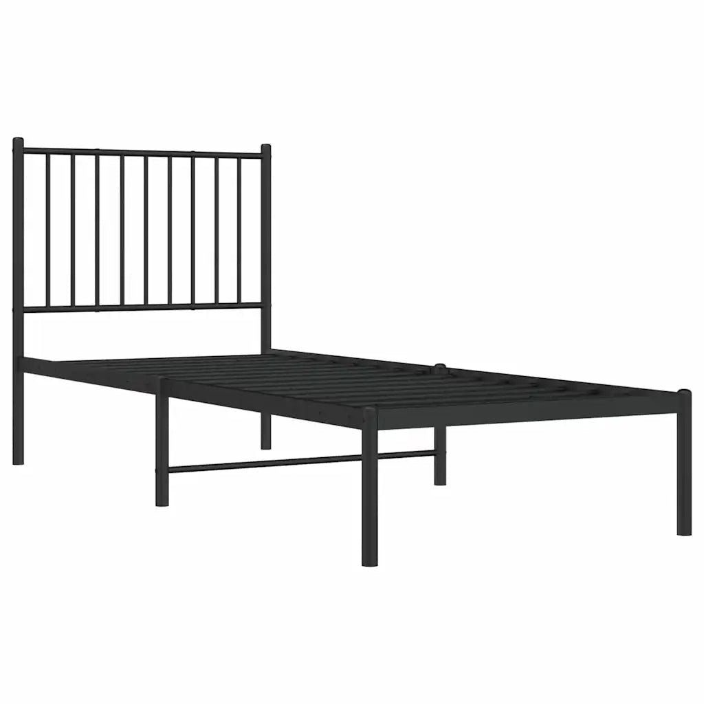 Giroletto con Testiera-Struttura Letto con testiera in Metallo Nero 75x190 cm 575609