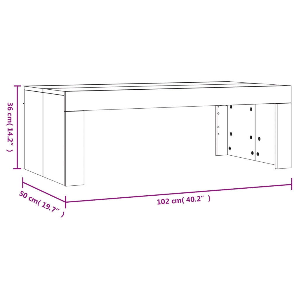 Tavolino Salotto Grigio Cemento 102x50x36 cm Legno Multistrato