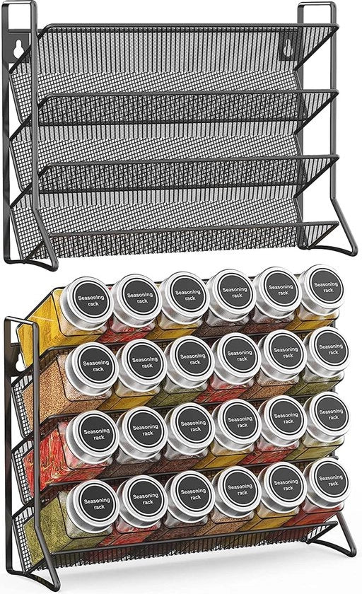 Organizzatore di Spezie per Cucina - Raccoglitore verticale e appeso per 24 contenitori di spezie