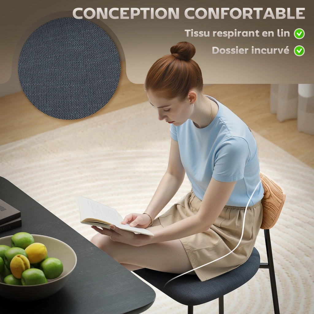 Sedia da pranzo con gambe in metallo e rivestimento grigio ¨C zephmum ¨C set di 2 pezzi