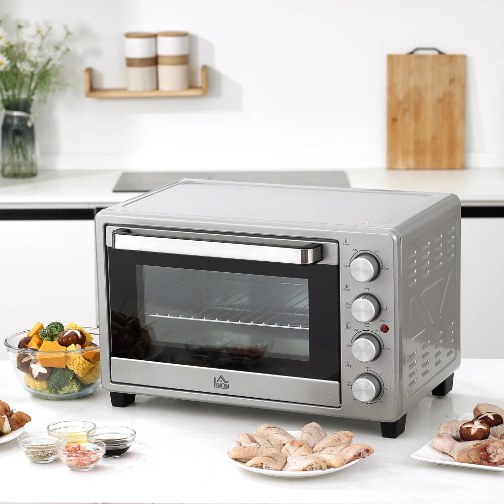 Forno Elettrico 32L 1600W con Timer e Controllo Temperatura ¨C zephmum ¨C 52,2x38,1x33,5 cm Argento