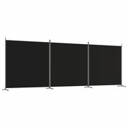 Divisorio a 3 Pannelli-Set di 3 pannelli Paravento Nero 525x180cm in Tessuto