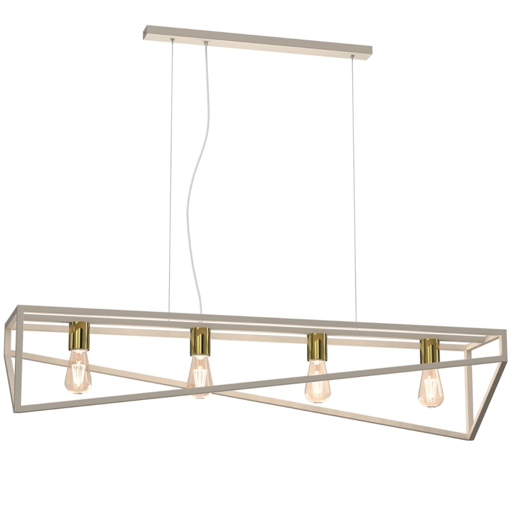 Lampada sospensione industrial Gote crema oro 4xE27