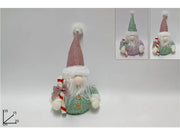 Decorazione Natalizia Babbo Natale con Bastoncino e Pelliccia 35 cm 2 Colori