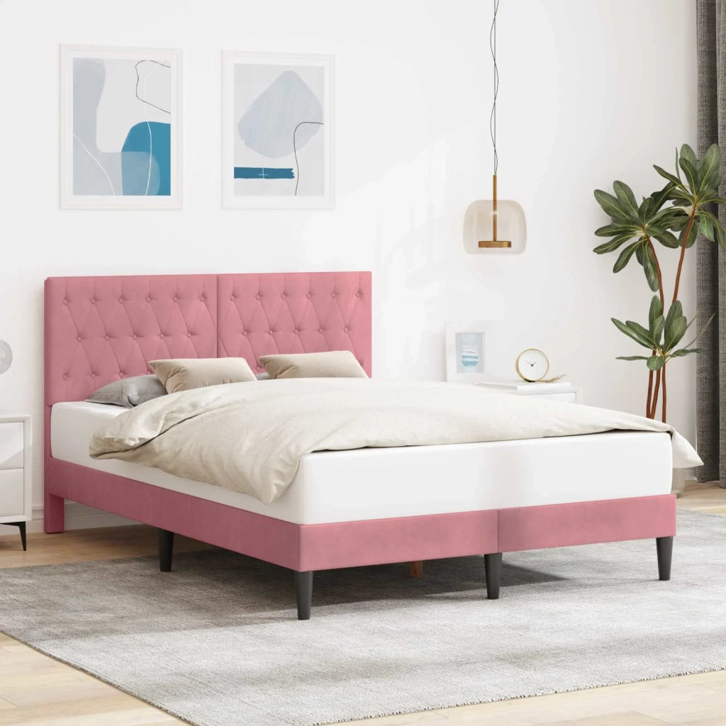 Struttura del letto con testiera Rosa 140 x 200 cm Velluto 42027670
