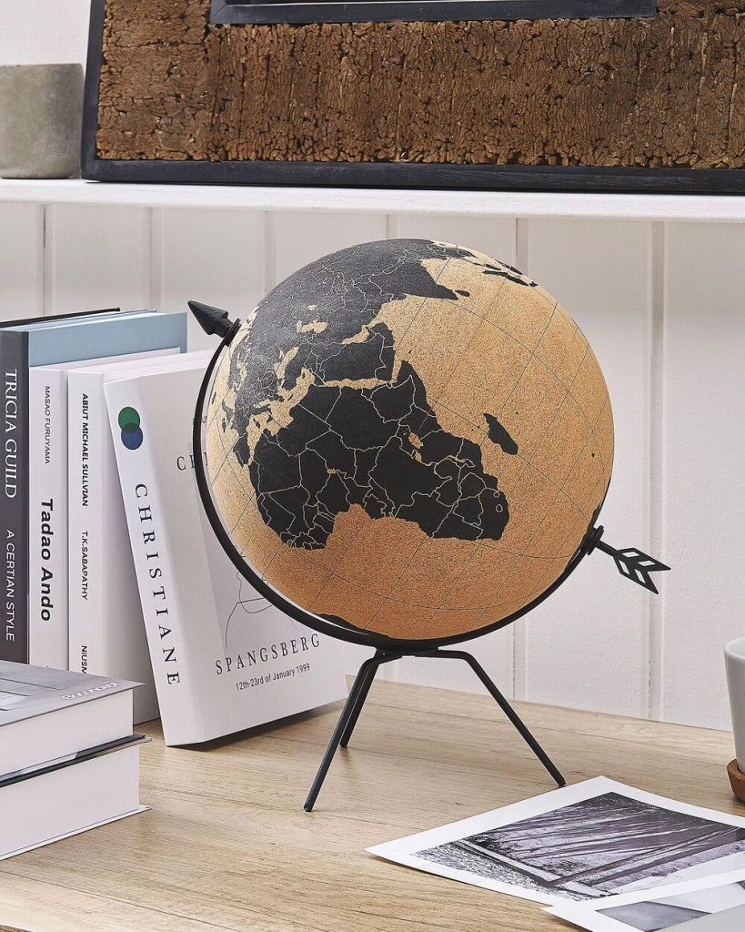 Globo Decorativo mappamondo color Marrone Sughero 25 cm Moderno