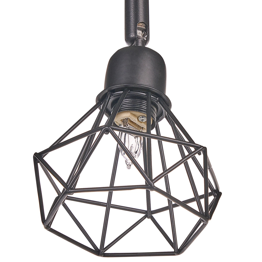 lampadario Nero Metallo 4 Luci Gabbia Paralumi Bracci Orientabili Moderna