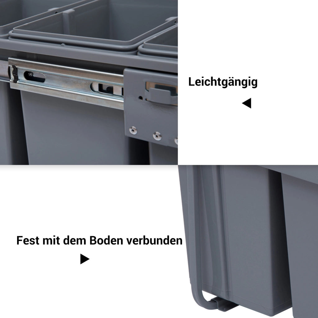 Sistema di raccolta differenziata con 3 contenitori ¨C zephmum ¨C Grigio