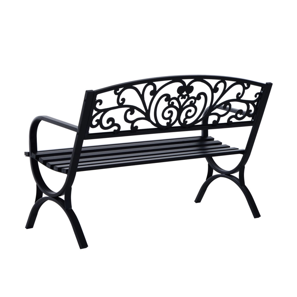 Panchina da giardino in acciaio 3 posti ¨C zephmum ¨C nero 127x60x85 cm