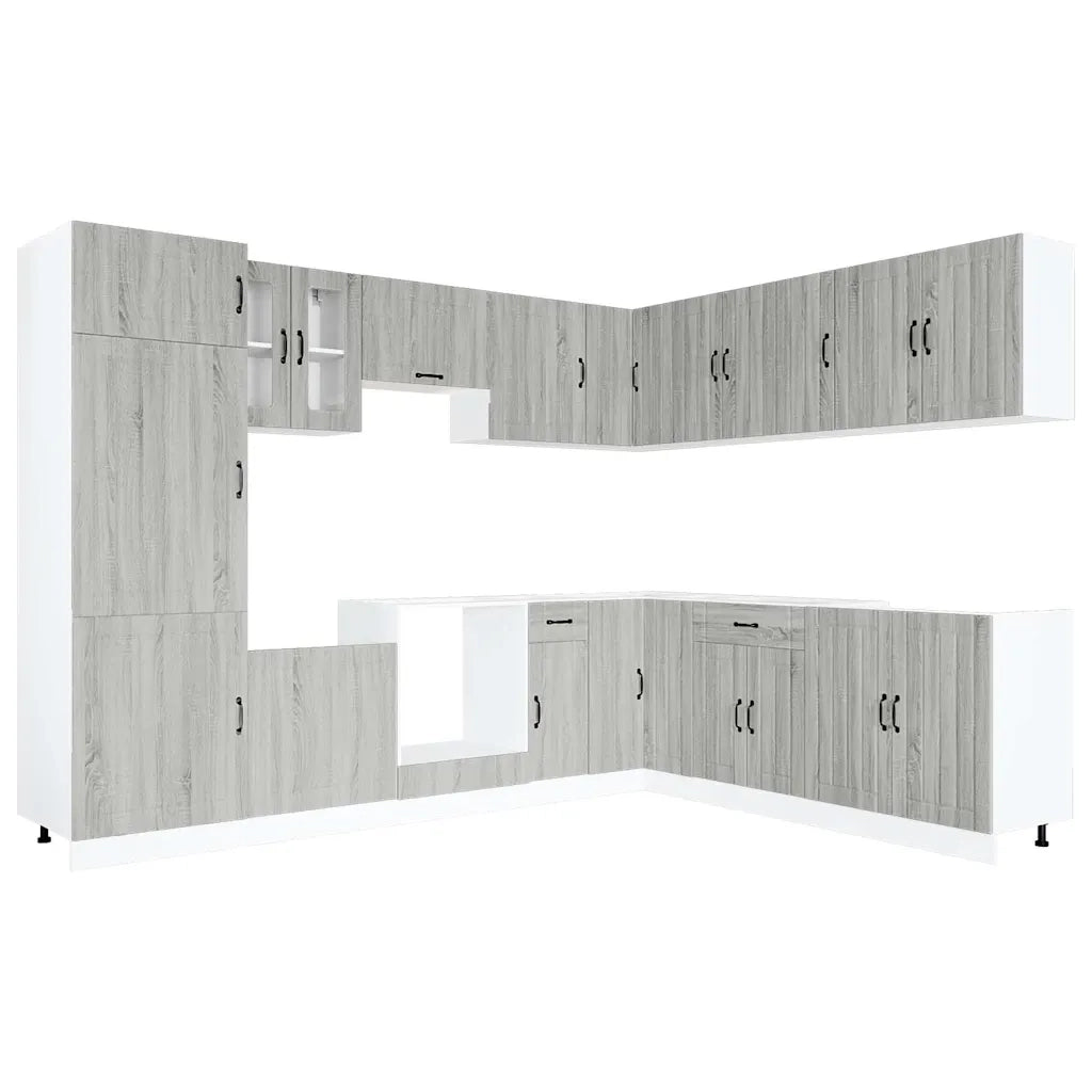 Set Mobili da Cucina 14 pz Lucca Grigio Sonoma in Truciolato 3314987