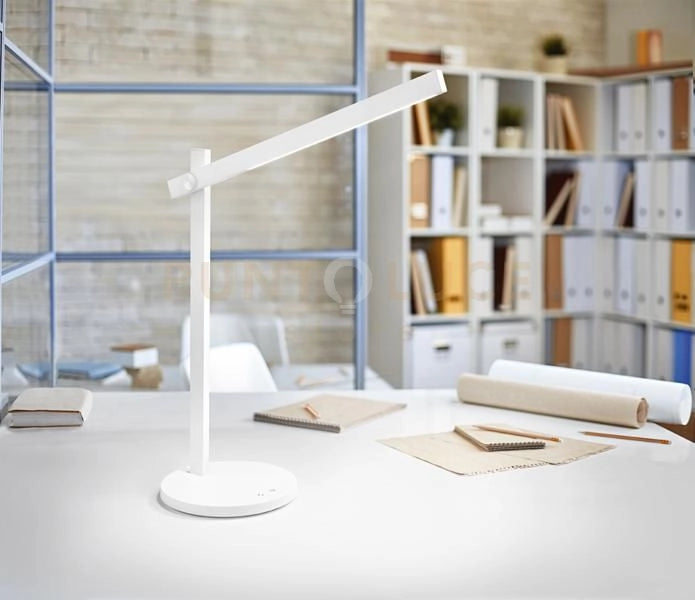 Lampada da tavolo in alluminio bianco Ruler regolabile a 180° Interruttore touch on/off, CCT e dimmer sulla base LED 7W CCT 3000K 4500K 6500K 550Lm