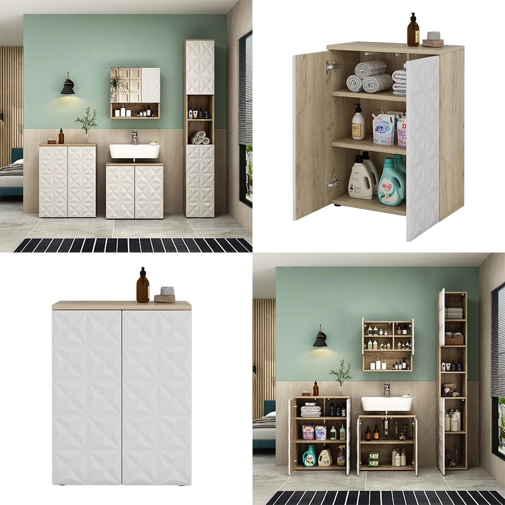 Mobiletto bagno Edge Bianco 60 x 79.5 cm con 2 ante e 3 scomparti Vicco
