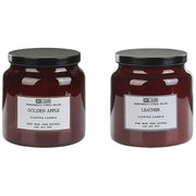 Set di 2 candele profumate multicolore 100% cera di soia stoppino di cotone vetro alimentare fragranza fresca mela dorata/pelle