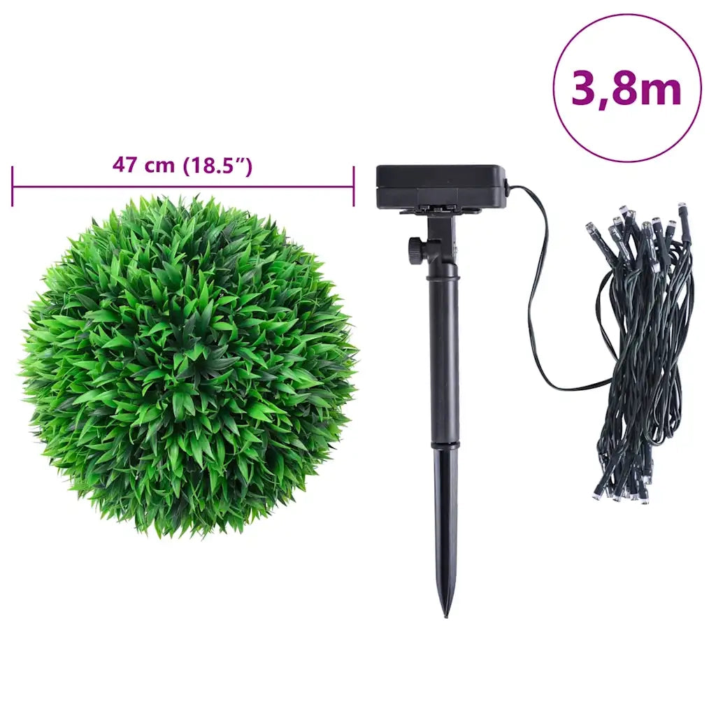 vidaXL Sfere di Bosso Artificiale con Luci LED 2 pz Verdi 47 cm