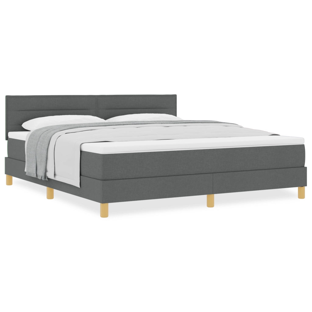 Letto con box spring e materasso grigio scuro 180x200 cm in tessuto