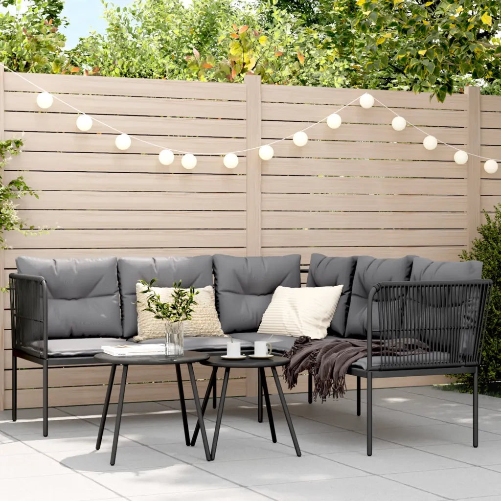 vidaXL Set Divano da Giardino con Cuscini Nero Acciaio e Textilene