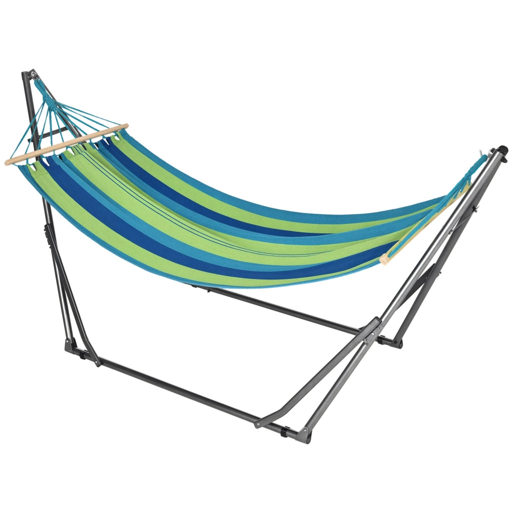 Supporto con Amaca Autoportante Pieghevole in Cotone e Acciaio, 270x100x94cm