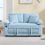 Poltrona in chenille con cuscino cervicale e lombare, seduta imbottita per soggiorno, balcone e ufficio blu