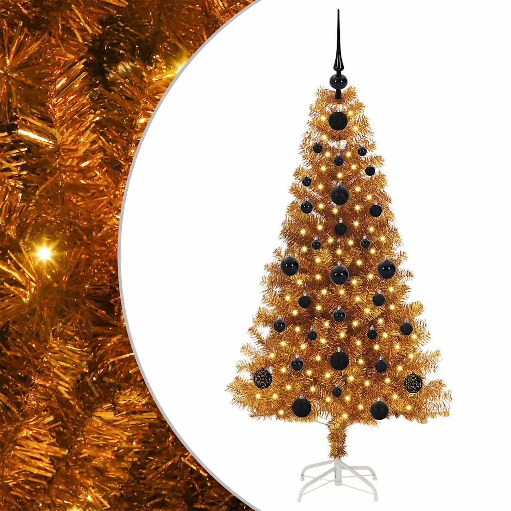 Albero di Natale con 150 LED con supporto Oro 120 cm PET 3396604