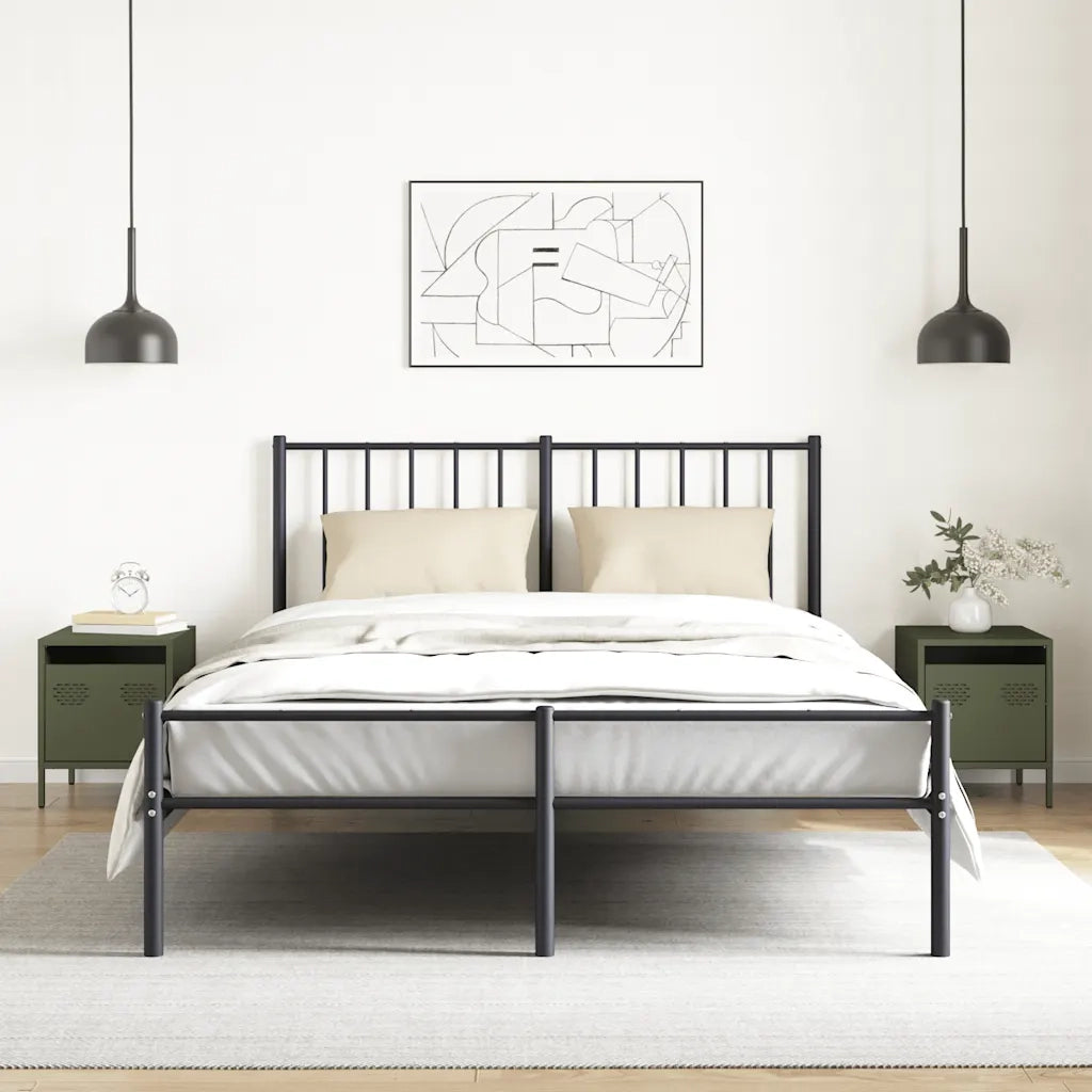 Set di 2 Comodini | Armadio da Notte | Mobiletto da notte Verde Oliva 35x39x43,5 cm in Acciaio