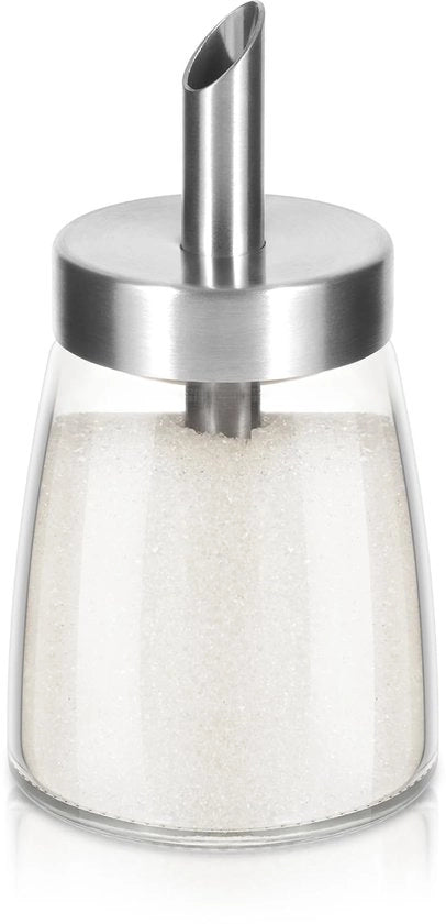 Dispensatore di zucchero da 140 ml 4,7 oz, coperchio con beccuccio anti-scheg, servizio facile in bicchieri in vetro, contenitore da cucina, accessorio decorativo per bancone, bar caffè, ristorante