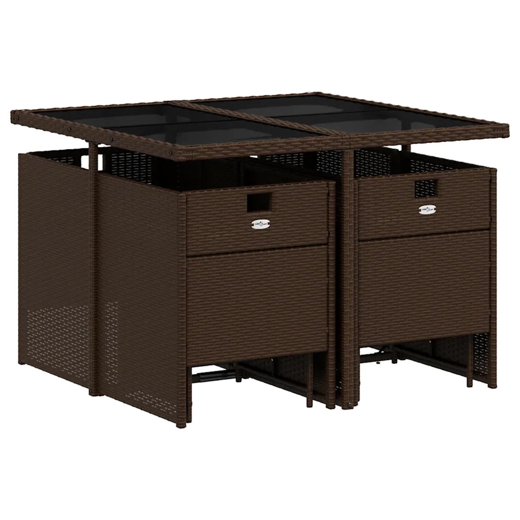 Set da Pranzo da Giardino 9pz | Set Salotto da Giardino con Cuscini Marrone in Polyrattan