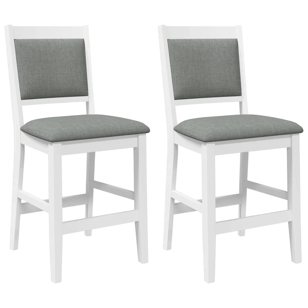 Sgabelli da Bar con Cuscini 2 pz Bianco Legno Massello di Hevea 4102566