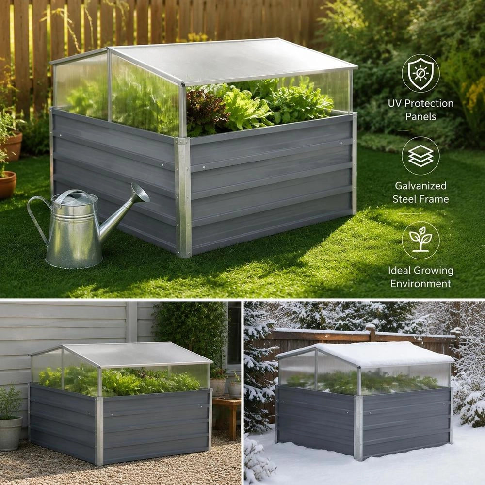 Greenhouse Grey Galvanized Steel 100x100x85 Cm