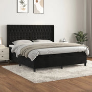 Giroletto a Molle con Materasso Nero 180x200 cm in Velluto 3132875