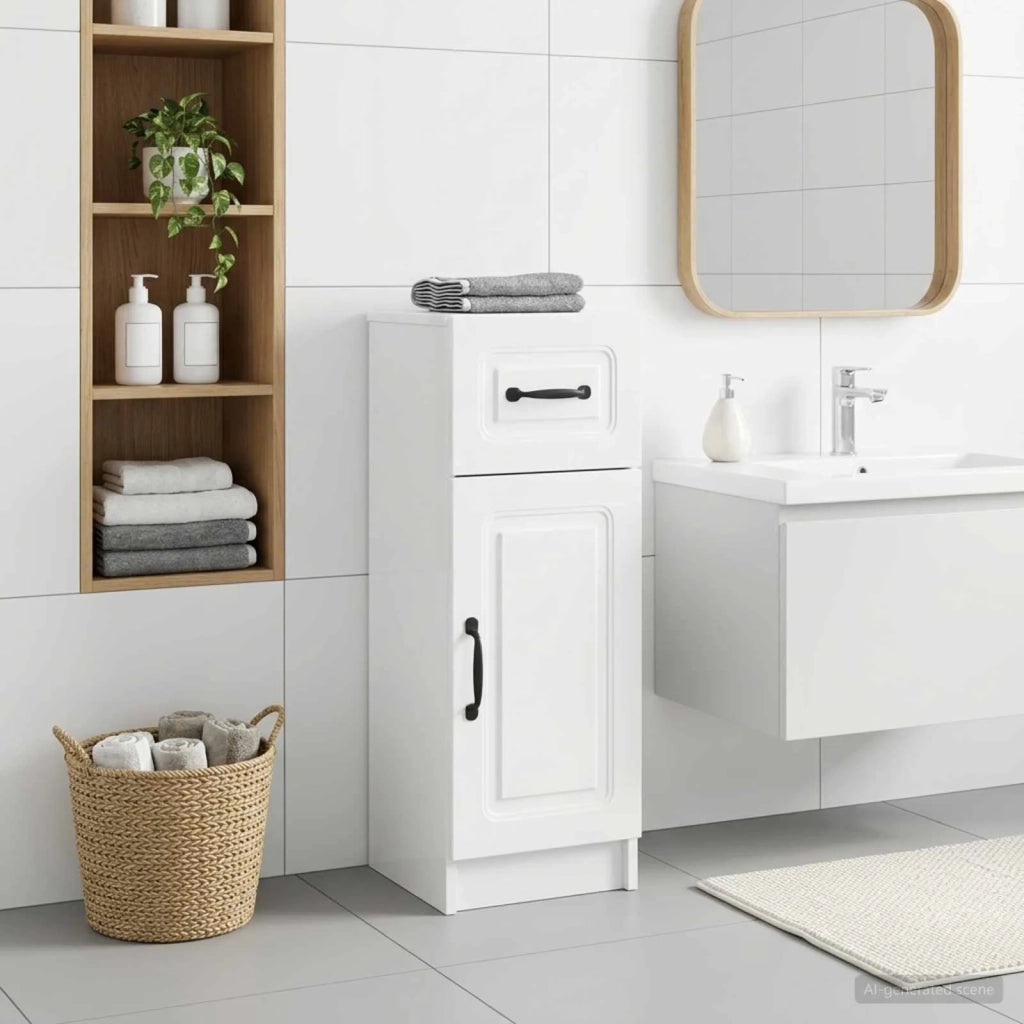 Mobiletto da Bagno UTRECHT Bianco Lucido 30 x 31 x 77 cm 897709