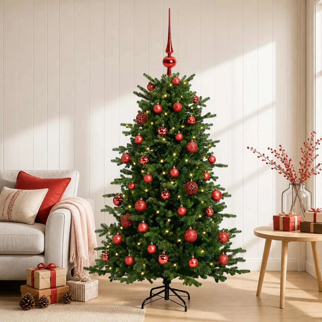 Albero di Natale artificiale con palline 120 cm 150 LED 3465885