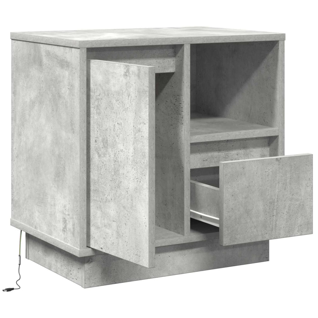 Comodino | Armadio da Notte | Mobiletto da notte con cassetto Grigio cemento 50 x 34,5 x 50 cm.