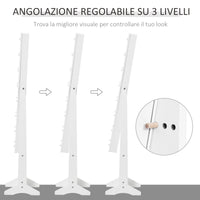 Specchio da Terra Armadio Portagioie Regolabile e Luci LED Bianco 36x30x136 cm