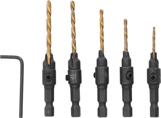 Set di foratura a caldo per legno - 5 pezzi di set di foratura HSS a tazza sprofondente - Set di attrezzi per la lavorazione del legno.
