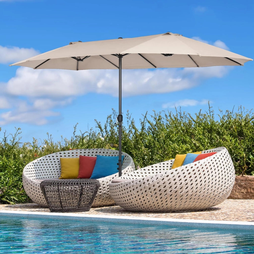 Ombrellone doppio, rettangolare, con manovella e protezione UV, grande ombrellone da balcone impermeabile, ombrellone da giardino, ideale per piscina, mercato, 460 x 260 x 240 cm