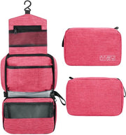 Toilette da appendere, Toilette da viaggio impermeabile per donne, con robusta cerniera, Borsa cosmétici compatta e trasportabile per donne e uomini, Borsa da bagno da appendere - Rosa - S
