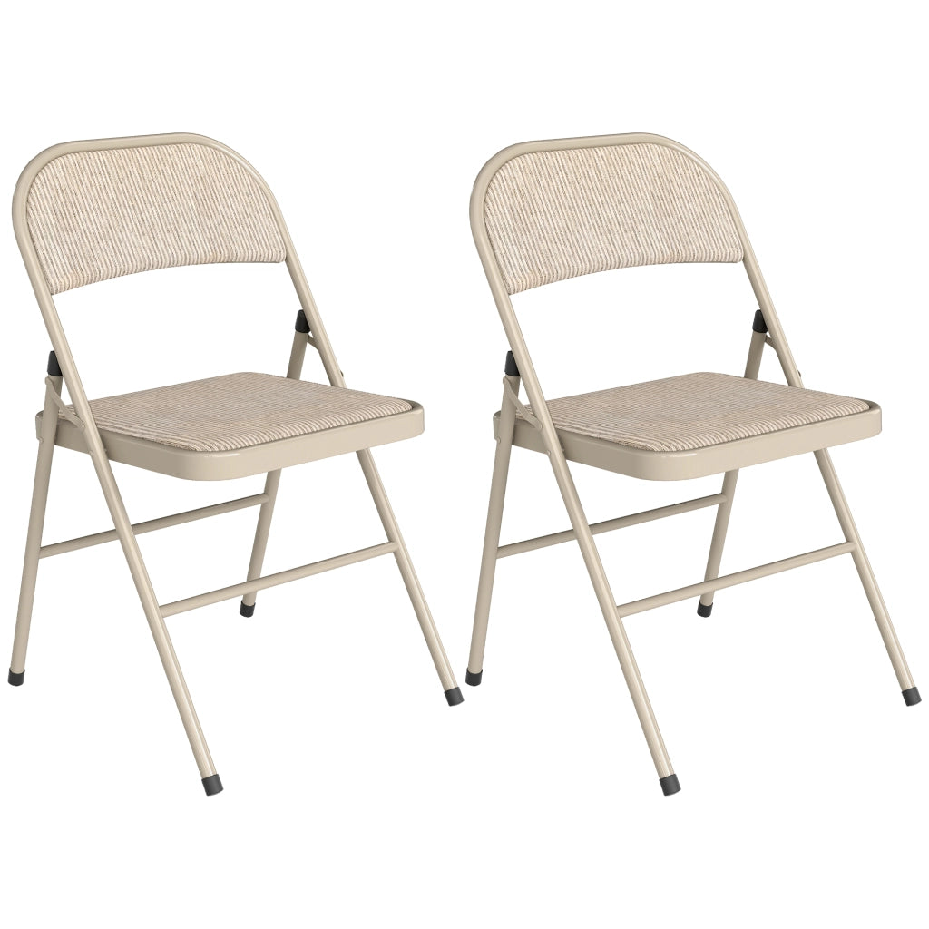 Sedia Pieghevole ¨C zephmum ¨C Beige, Lino Sintetico, Acciaio, 45x46x78 cm