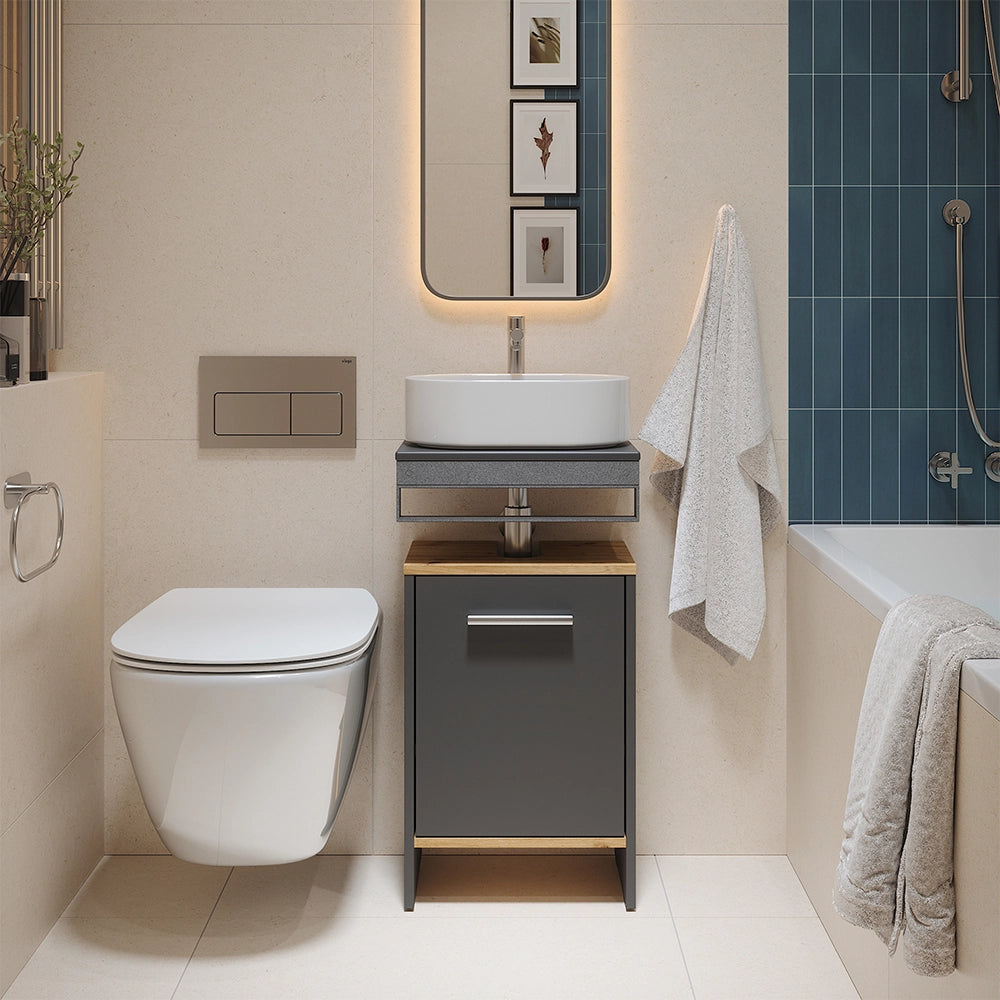 Vicco Mobile sottolavabo per bagno Antracite/quercia dorata 38.2 x 57 cm con la porta