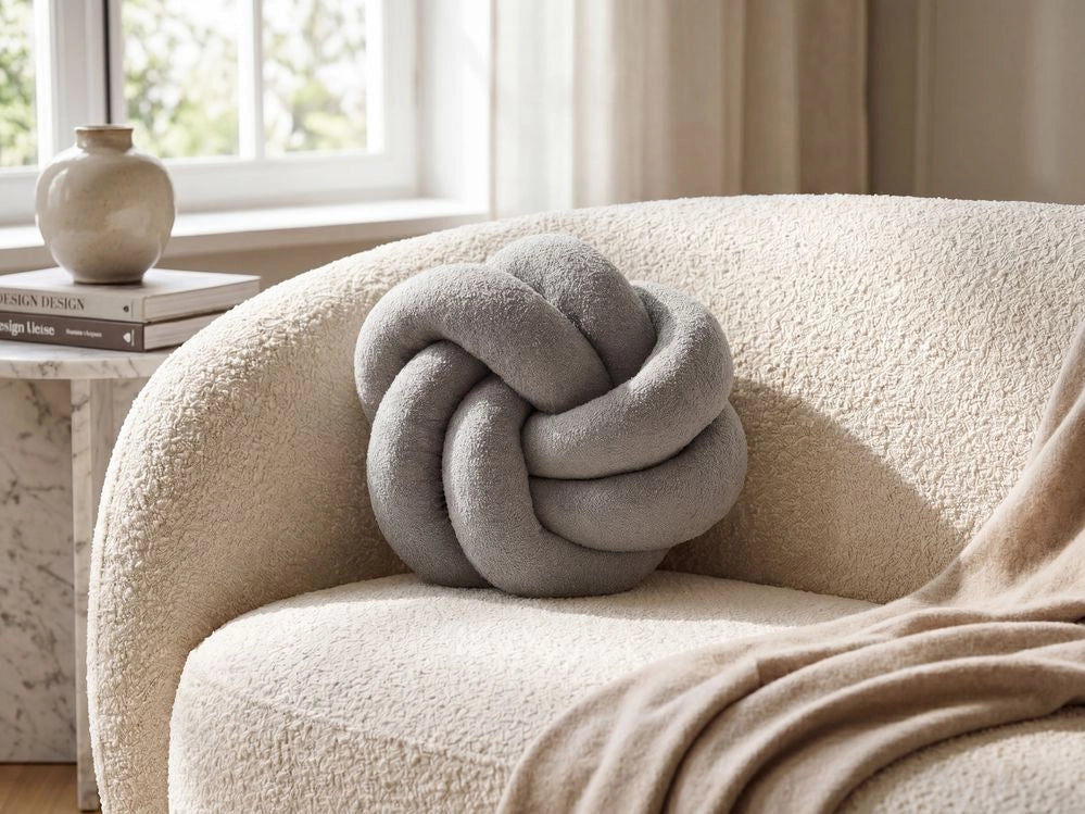 Cuscino decorativo Grigio Boucle a Nodo 45 x 45 cm Accessori decorativi