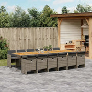 Set da Pranzo da Giardino 13pz con Cuscini Grigio in Polyrattan 3210590